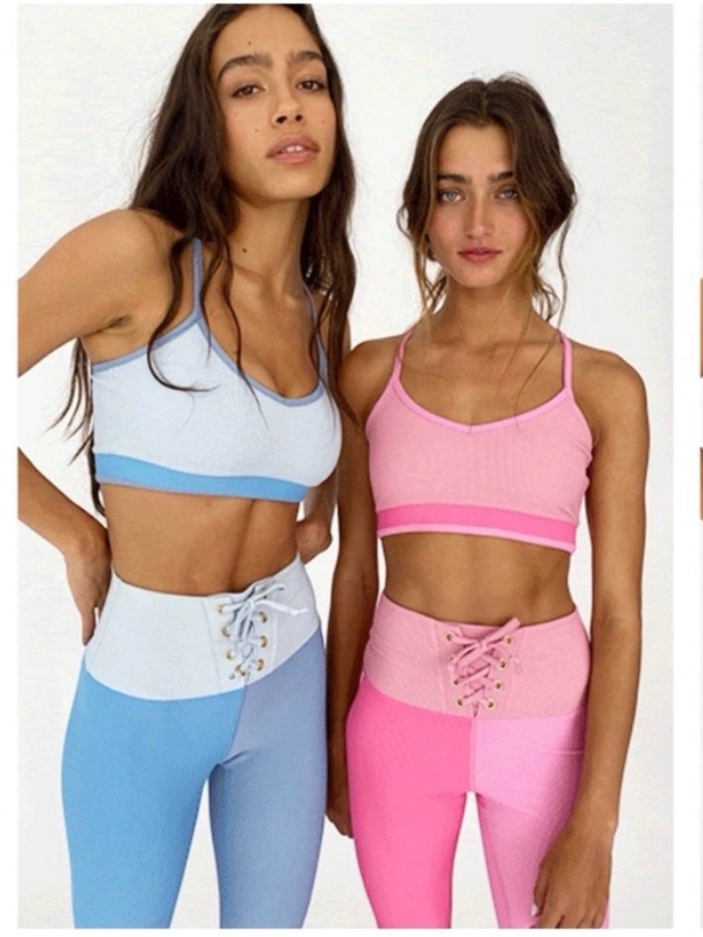 LOVESHACKFANCY X BEACH RIOT Blue Colorblock Riley Leggings Size Small EUC
